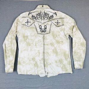 Vintage Y2K Tribal Tattoo Embroidered Western Shirt